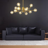 12 Light Nordic Glass Sputnik Pendant LED Chandelier for Modern Living Room and Kitchen Island Lighting