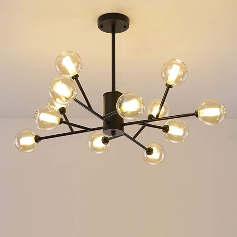 12 Light Nordic Glass Sputnik Pendant LED Chandelier for Modern Living Room and Kitchen Island Lighting