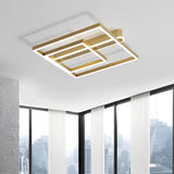 Nordic Square Double Frame LED Flush Mount Ceiling Lamp Aluminum Metal Lighting Fixture