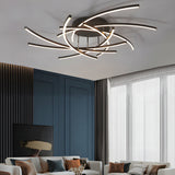 Modern Minimalist Line Design LED Ceiling Light Dimmable Flush Mount Lamp with Remote Control