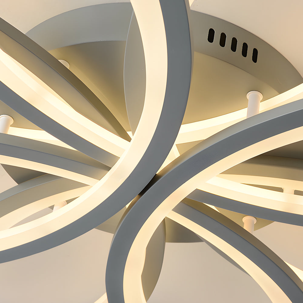 Modern Flower Shaped Acrylic LED Ceiling Light Dimmable Flush Mount Fixture for Bedroom and Living Room