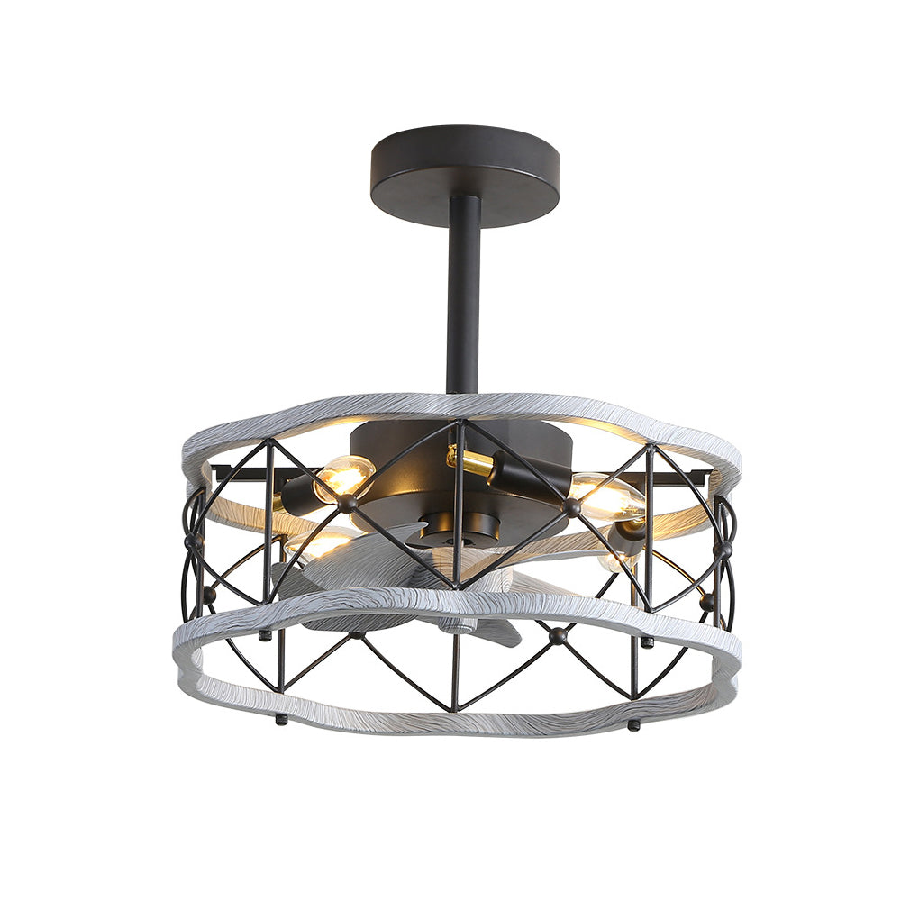 Retro Bladeless Ceiling Fan with 3 Color Dimmable LED Light and Remote Control