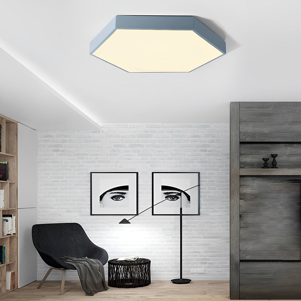 Modern Hexagonal LED Flush Mount Ceiling Light for Bedroom and Living Room