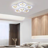 Modern White Flower LED Ceiling Light Dimmable Flush Mount Nordic Bedroom Fixture
