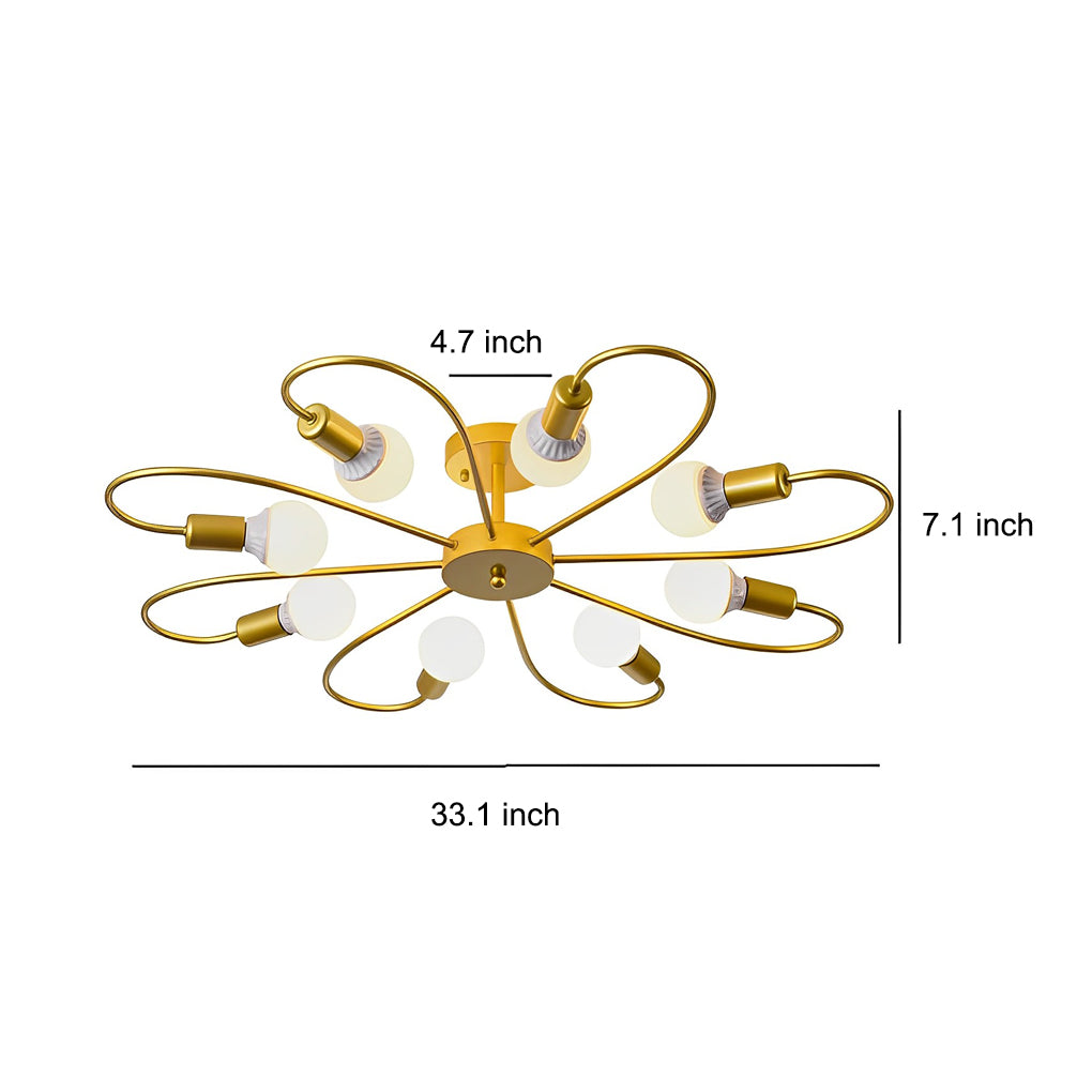Modern Flower Shaped Iron Ceiling Light Nordic Style Flush Mount Fixture for Bedroom