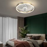 Round Bladeless Ceiling Fan with Dimmable LED Light 6 Speeds Silent Low Profile Flush Mount Fan