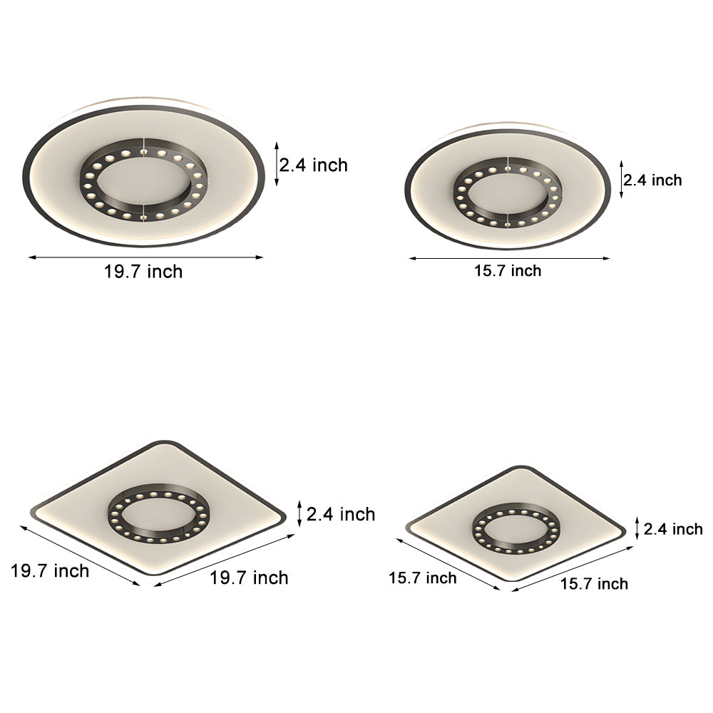 Modern LED Flush Mount Ceiling Light with 3 Step Dimming Anti Glare Square and Round Designs