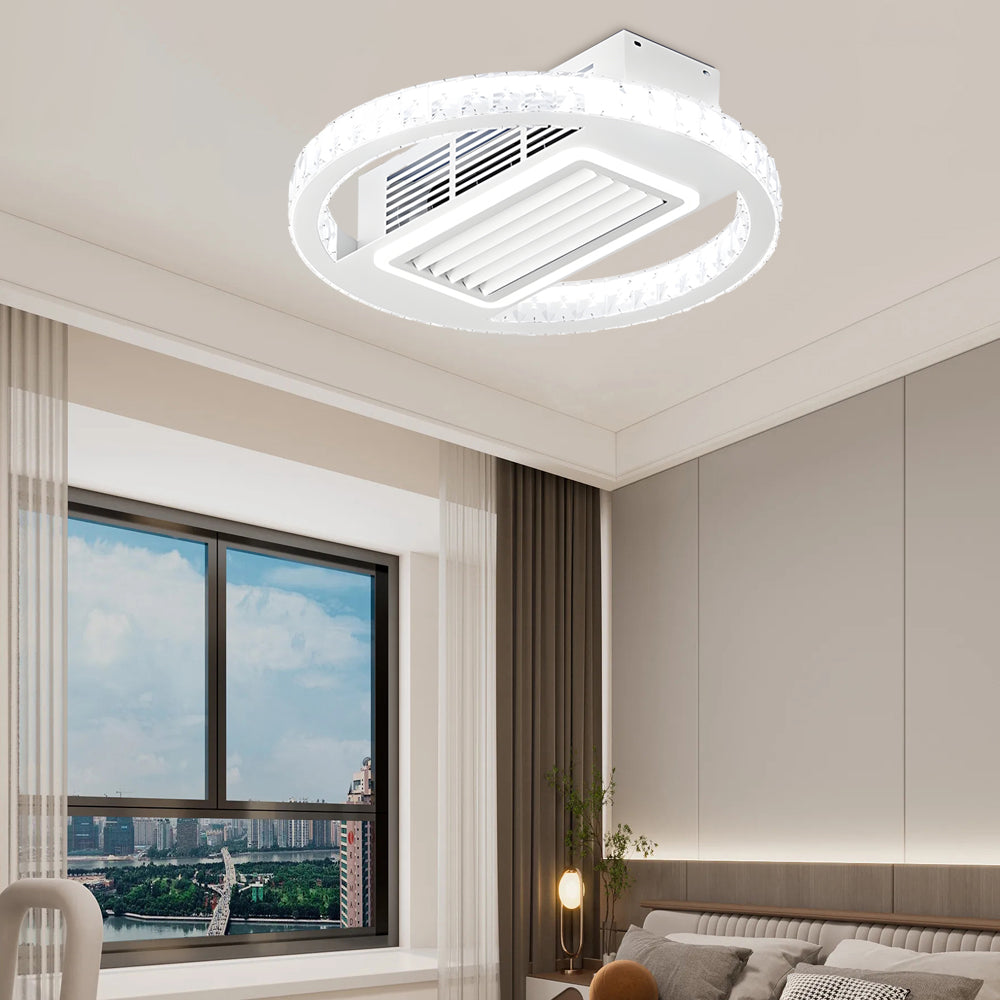 Nordic 19.7 Inch Low Profile Bladeless Ceiling Fan with Dimmable LED Light and 6 Speed Remote Control