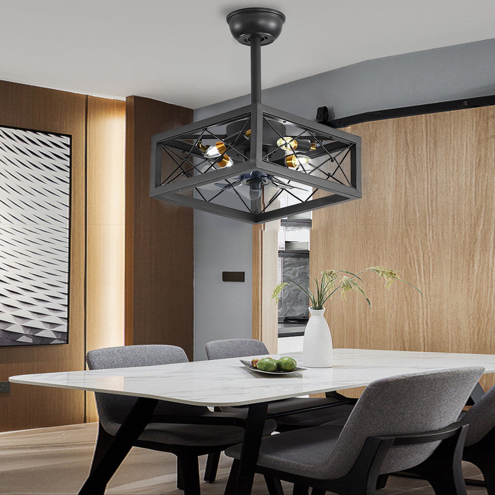 Retro Bladeless Ceiling Fan with 3 Color Dimmable LED Light and Remote Control