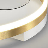 Round Bladeless Ceiling Fan with Dimmable LED Light 6 Speeds Silent Low Profile Flush Mount Fan