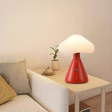 Modern Brushed Metal Mushroom LED Table Lamp with Touch Dimming for Bedroom