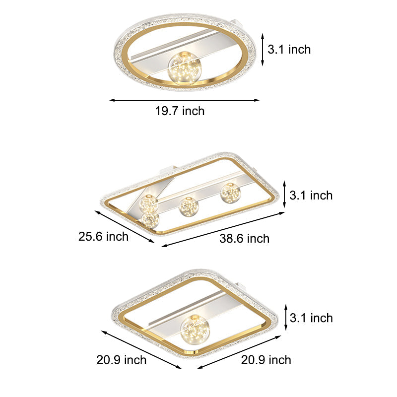 Contemporary Dimmable LED Geometric Ceiling Light Fixture in Black and Gold Finishes