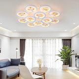 Modern White Flower LED Ceiling Light Dimmable Flush Mount Nordic Bedroom Fixture