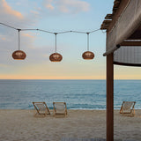 Modern Waterproof Rattan Lantern Outdoor Wall Sconce and Garden Hanging Pendant Lamp