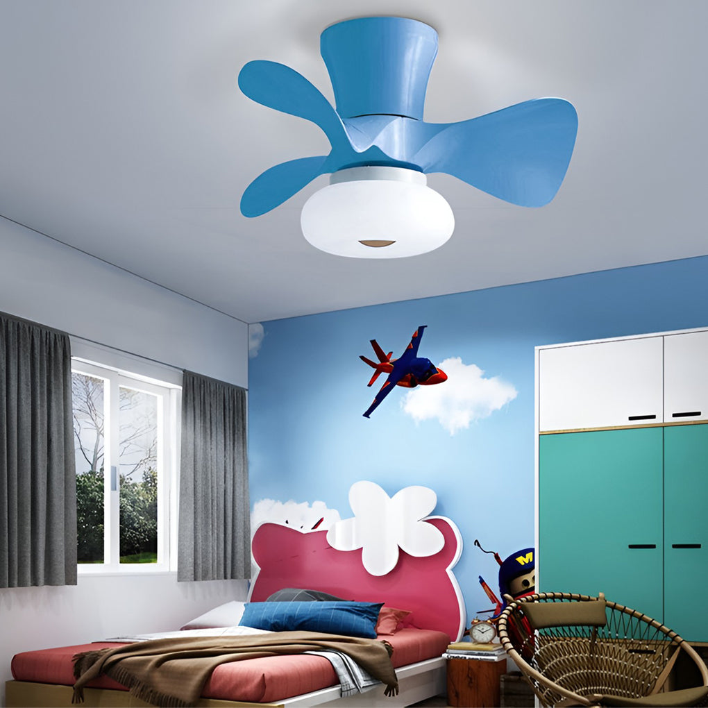 Nordic Style Macaron Color LED Ceiling Fan with Inverter Motor and Remote Control Dimming