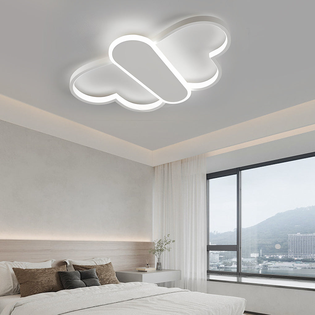 Modern Butterfly LED Flush Mount Ceiling Light Dimmable Remote Control Kids Bedroom Fixture