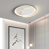 Modern Moon Texture LED Ceiling Light 3 Step Dimming Geometric Flush Mount Lamp