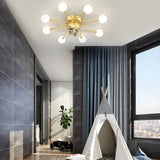Modern Starry Design Ceiling Fan with 3 Color Dimming Light for Childrens Bedroom