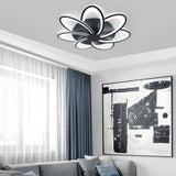 Geometric Flower LED Flush Mount Ceiling Light with Acrylic Petal Design in Black