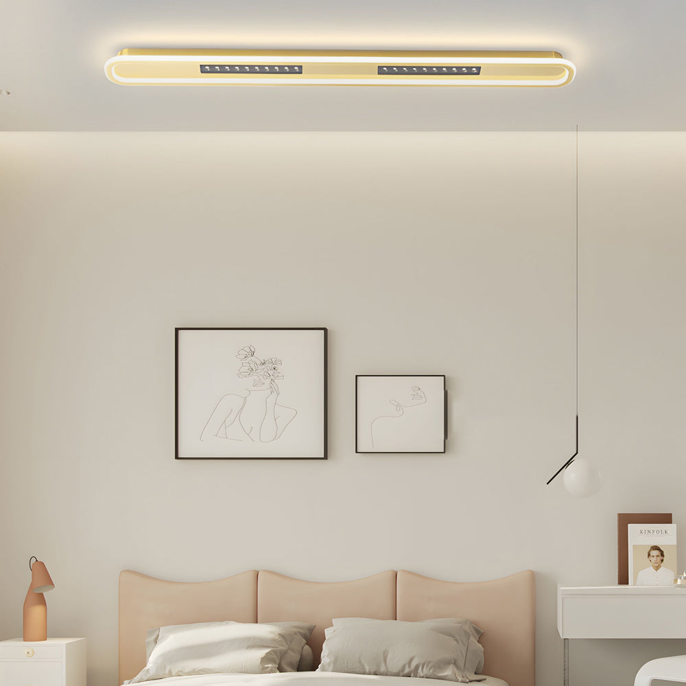 Modern Rounded Rectangular Flush Mount Ceiling Light with 3 Step Color Temperature