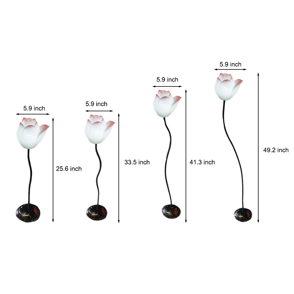 Modern Aesthetic Lotus Flower LED Floor Lamp with Pink and White Glass Shades