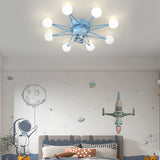 Modern Starry Design Ceiling Fan with 3 Color Dimming Light for Childrens Bedroom