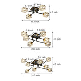 Modern Copper Crystal Cube Ceiling Light Semi Flush Mount for Living Room and Bedroom