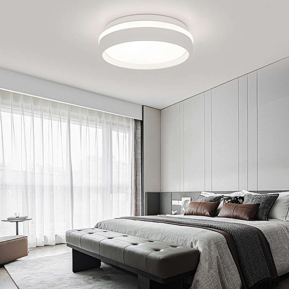 Modern Round LED Flush Mount Ceiling Light with Acrylic Shade for Bedroom Hallway and Living Room