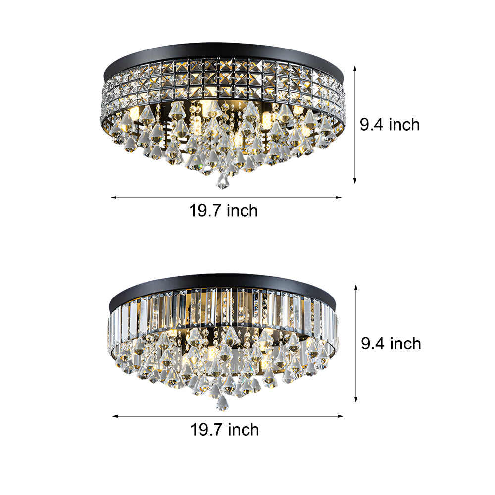 19 Inch Modern Round Crystal LED Ceiling Light Fixture for Living Room Bedroom and Hallway