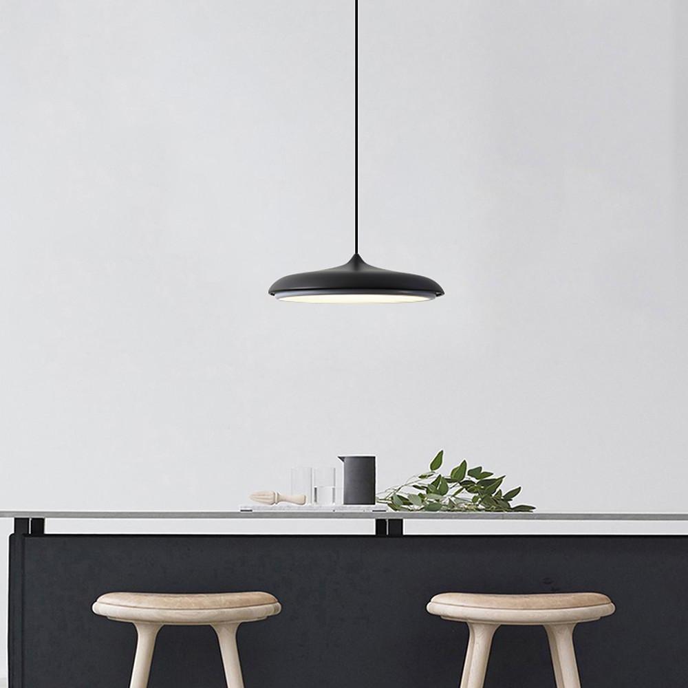 16 Inch Modern Round Metal LED Pendant Light Adjustable Hanging Island Lighting for Kitchen Dining Room