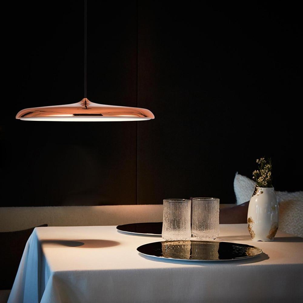 16 Inch Modern Round Metal LED Pendant Light Adjustable Hanging Island Lighting for Kitchen Dining Room
