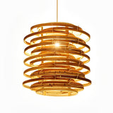 16 Inch Round Bamboo Woven Pendant Light Farmhouse Hanging Ceiling Lamp for Living Room