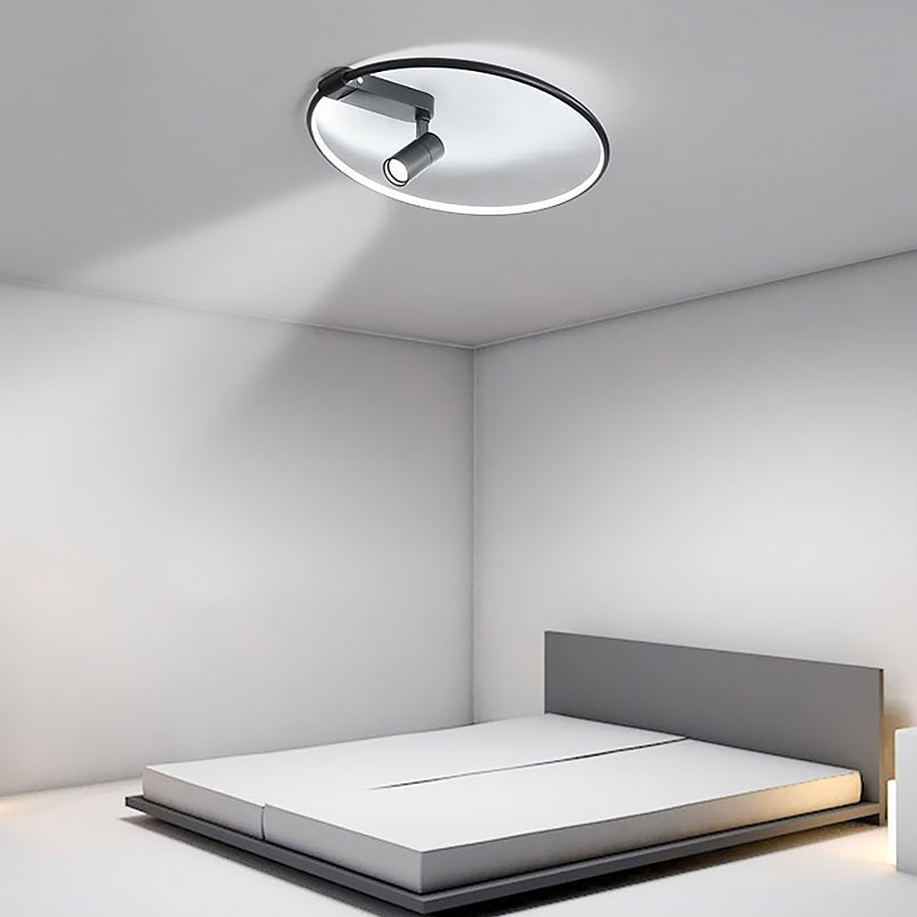 16 Inch Round Dimmable Flush Mount Ceiling Light with Adjustable Track Spotlights