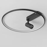 16 Inch Round Dimmable Flush Mount Ceiling Light with Adjustable Track Spotlights