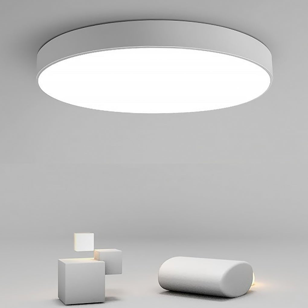 Modern 16 Inch Dimmable Round LED Flush Mount Ceiling Light with Remote in White