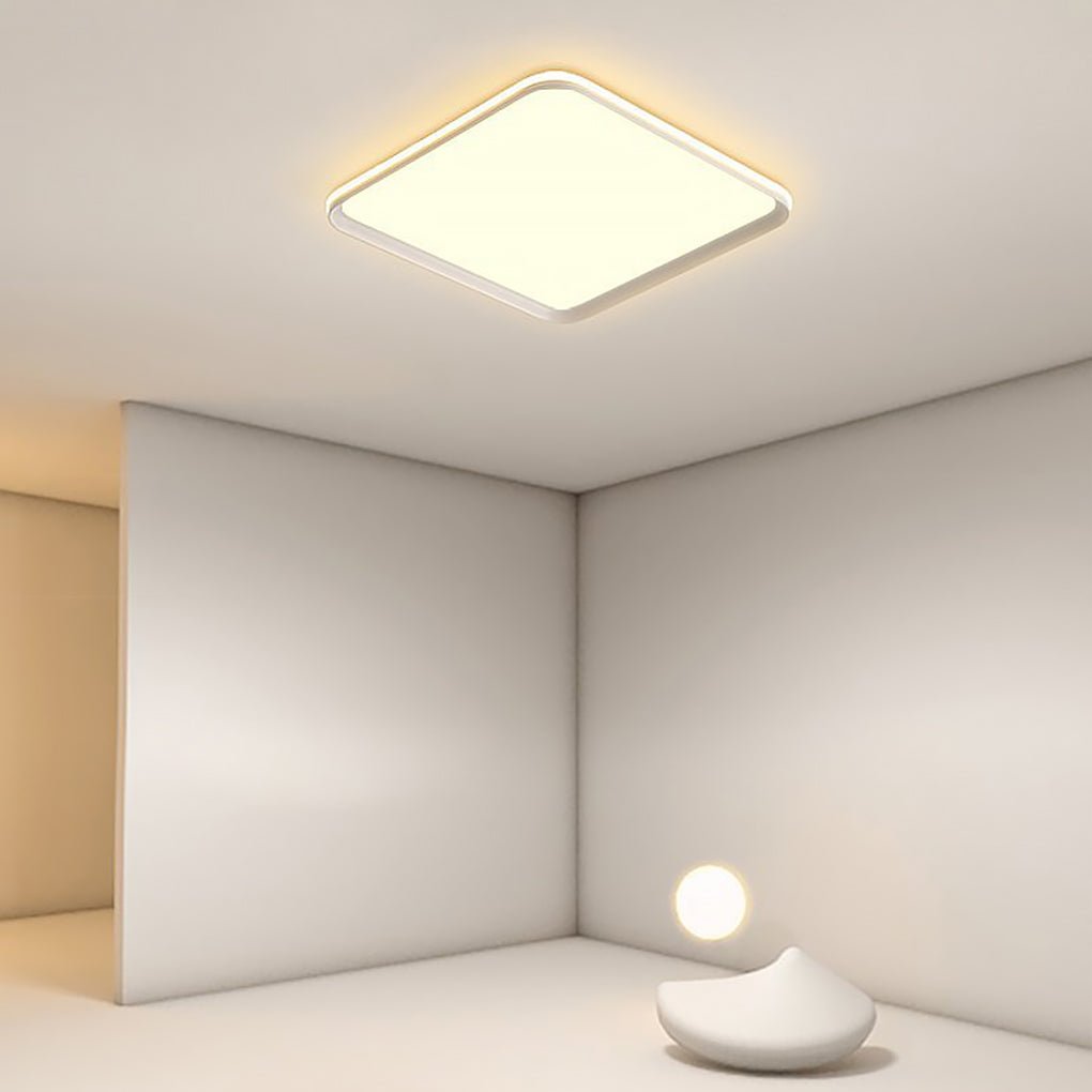 16 Inch Square LED Flush Mount Ceiling Light with Remote Control Dimmable Modern White Fixture