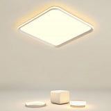 16 Inch Square LED Flush Mount Ceiling Light with Remote Control Dimmable Modern White Fixture