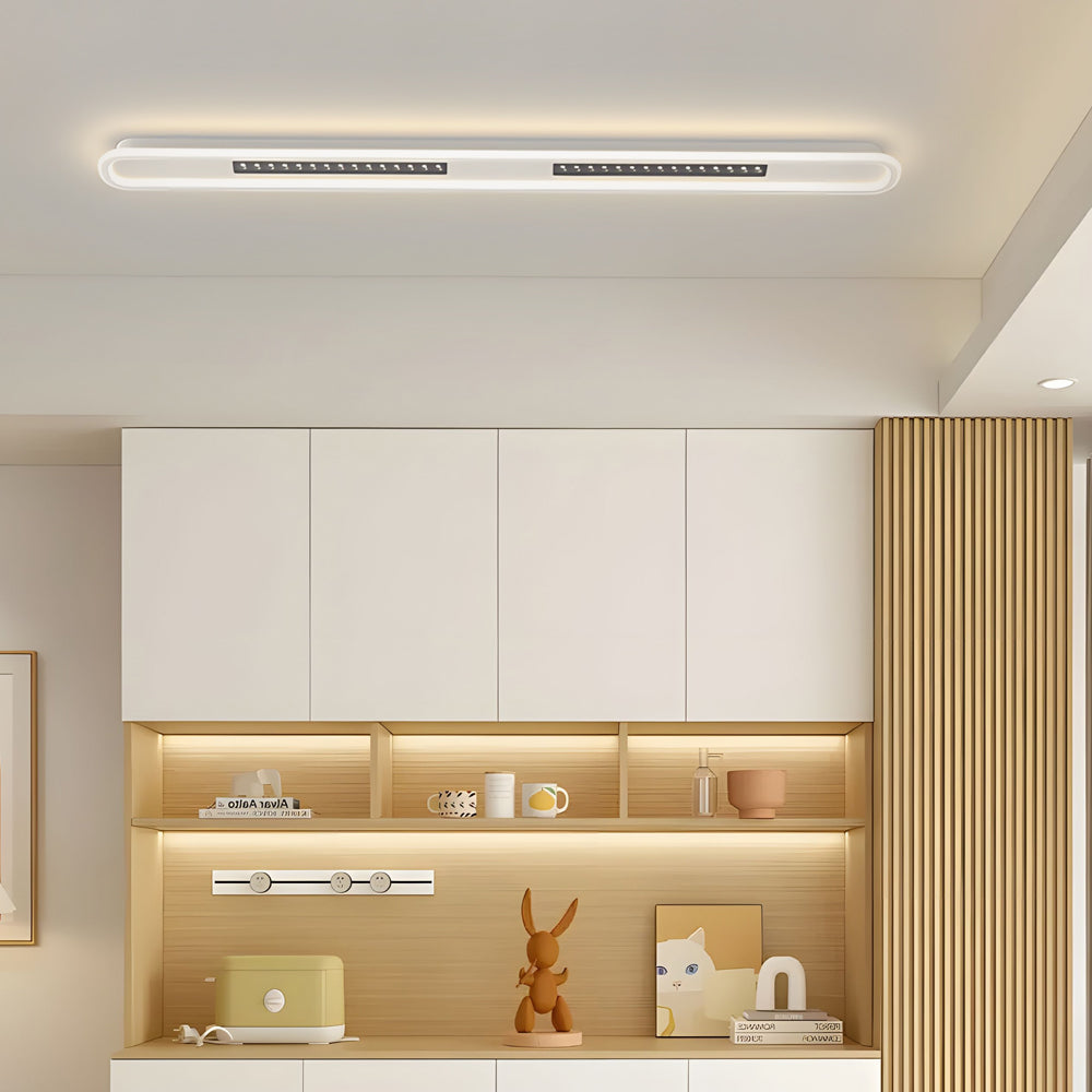 Modern Rounded Rectangular Flush Mount Ceiling Light with 3 Step Color Temperature