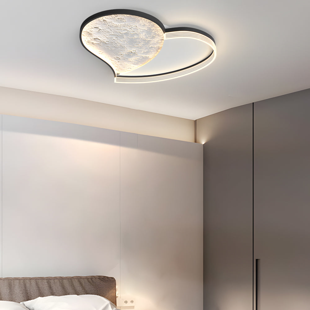 Modern Moon Texture LED Ceiling Light 3 Step Dimming Geometric Flush Mount Lamp