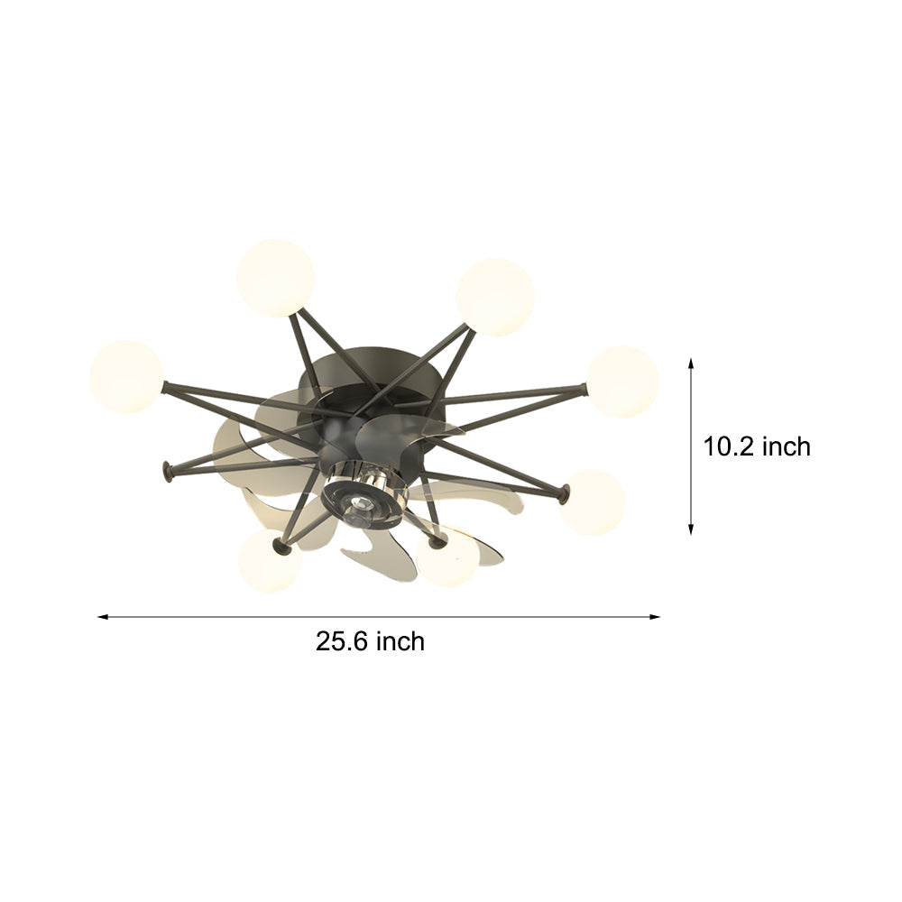 Modern Starry Design Ceiling Fan with 3 Color Dimming Light for Childrens Bedroom