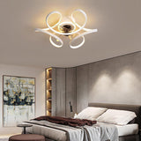 18 Inch Flower Shaped Modern Flush Mount Ceiling Fan with Light and Remote Control