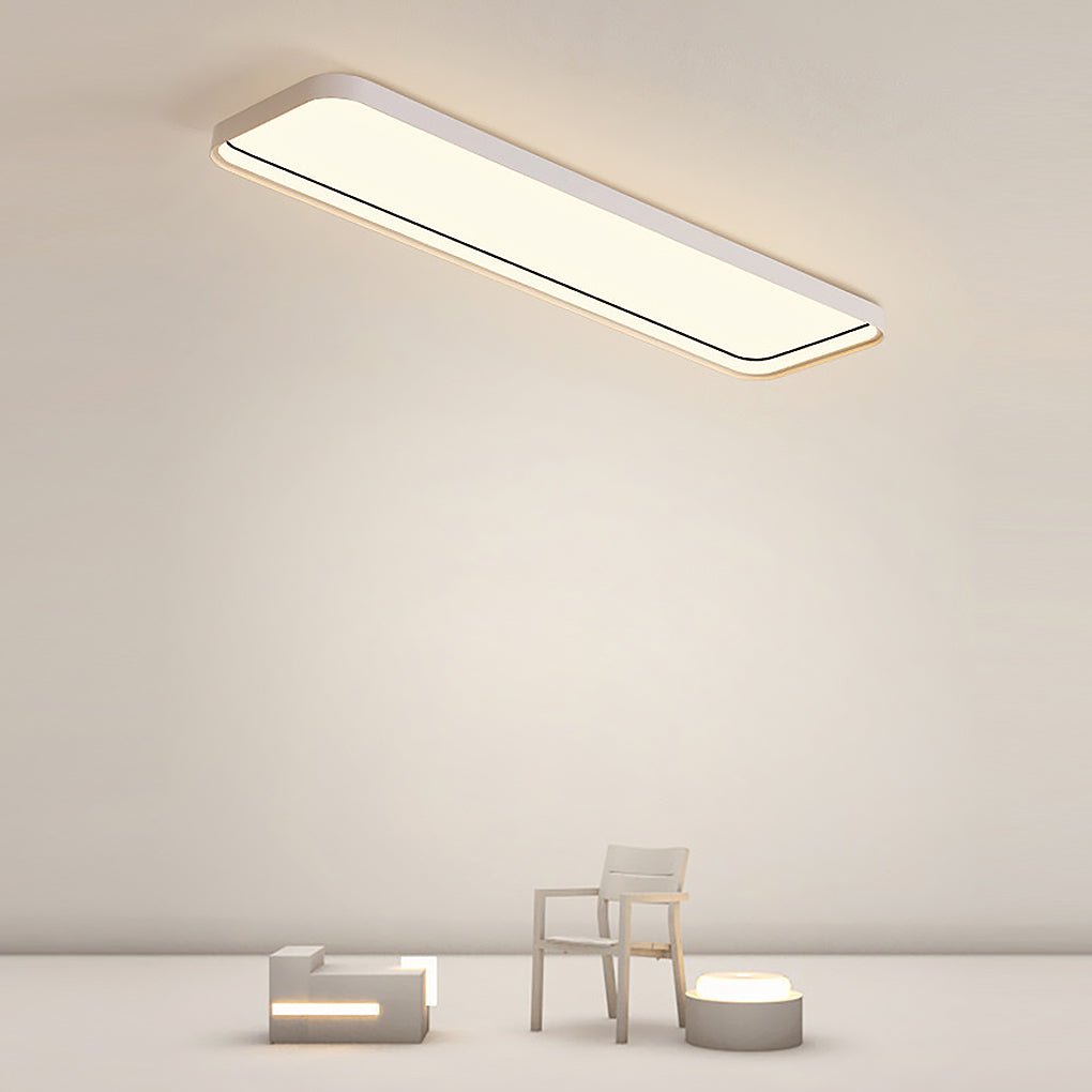 Modern 18 Inch Rectangular LED Flush Mount Ceiling Light with Remote Control for Kitchen Hallway