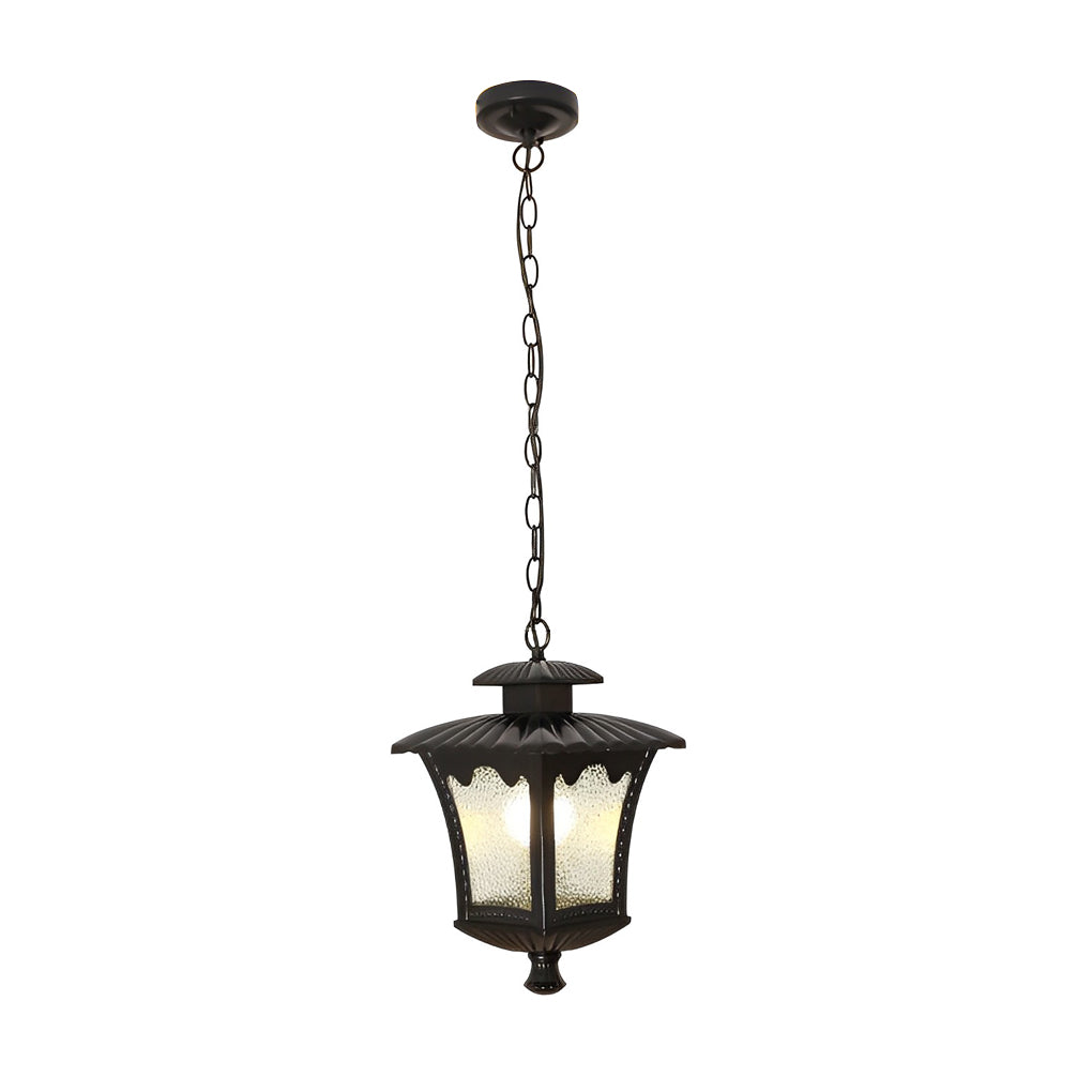 Retro Outdoor Waterproof Chandelier with Water Drop Glass Shade Elegant Hanging Light for Patio