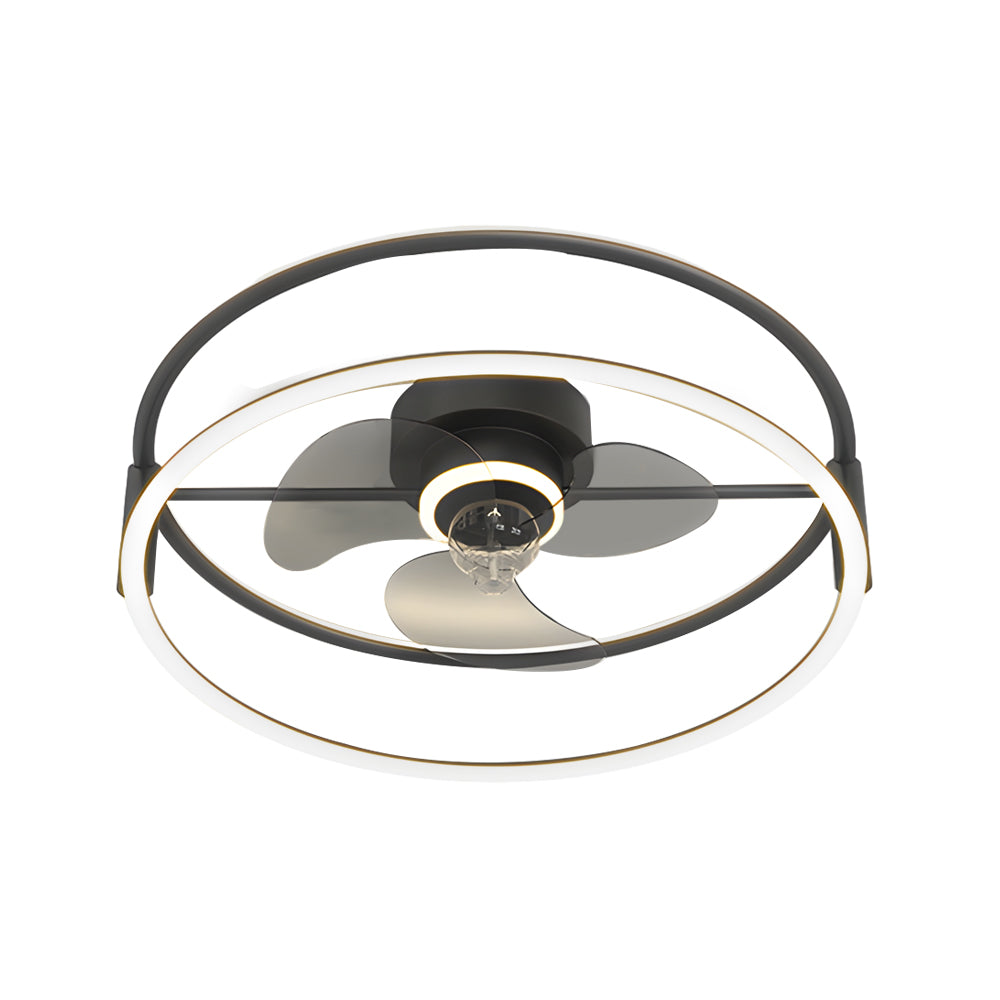 Modern Minimalist Ring LED Bladeless Ceiling Fan with 3 Color Dimming Flush Mount Light