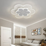 White Flower Silhouette LED Flush Mount Ceiling Light Dimmable Modern Minimalist Fixture