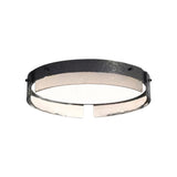 Modern Round Black Hammered Glass LED Flush Mount Ceiling Light for Bedroom