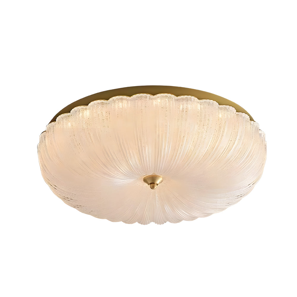 Elegant Copper Glass Petal LED Flush Mount Ceiling Lamp with 3 Step Dimming