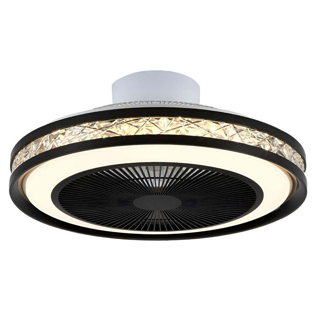Modern Flush Mount Bladeless Ceiling Fan with Dimmable LED Light and Remote Control