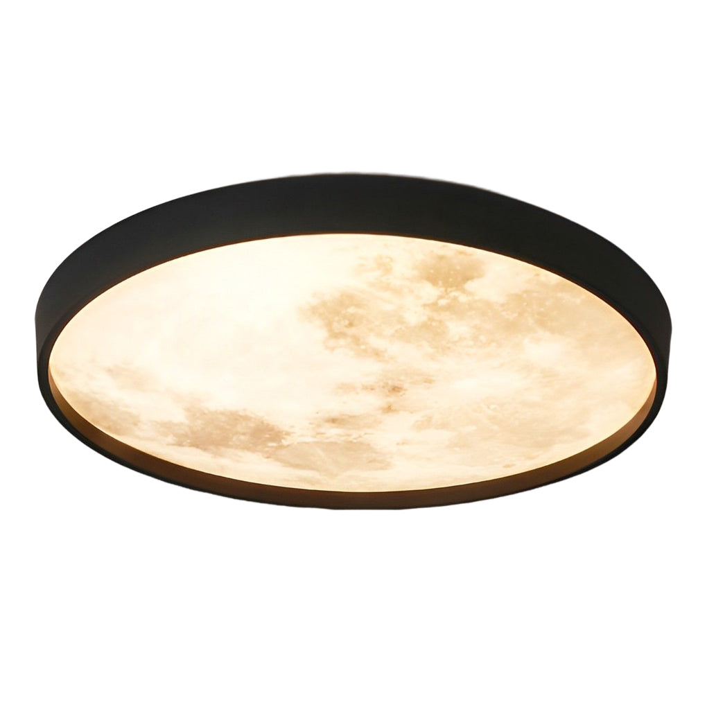 Circular Moon Inspired LED Ceiling Light Modern Flush Mount with Adjustable Color