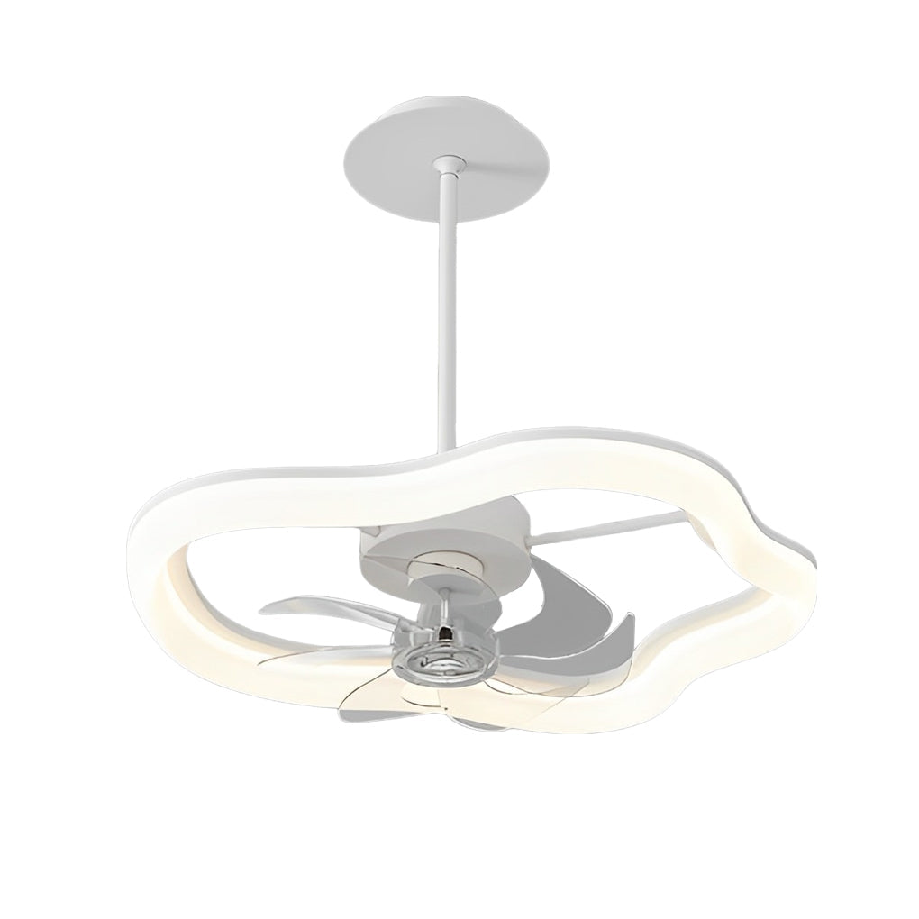 Modern White LED Ceiling Fan with Remote Control and Stepless Dimmable Lighting
